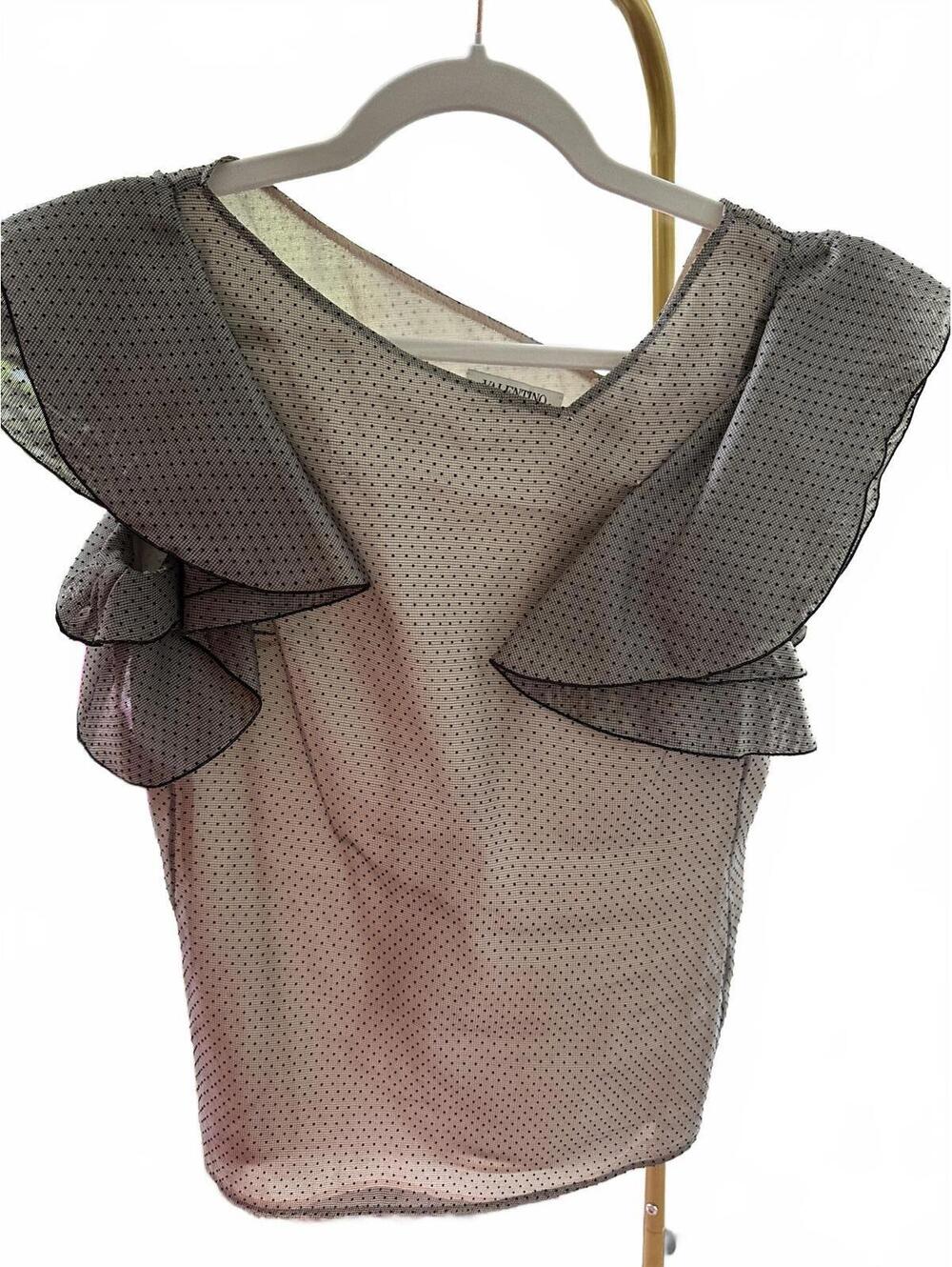 Valentino Polka Dot Ruffled Asymmetrical Blouse